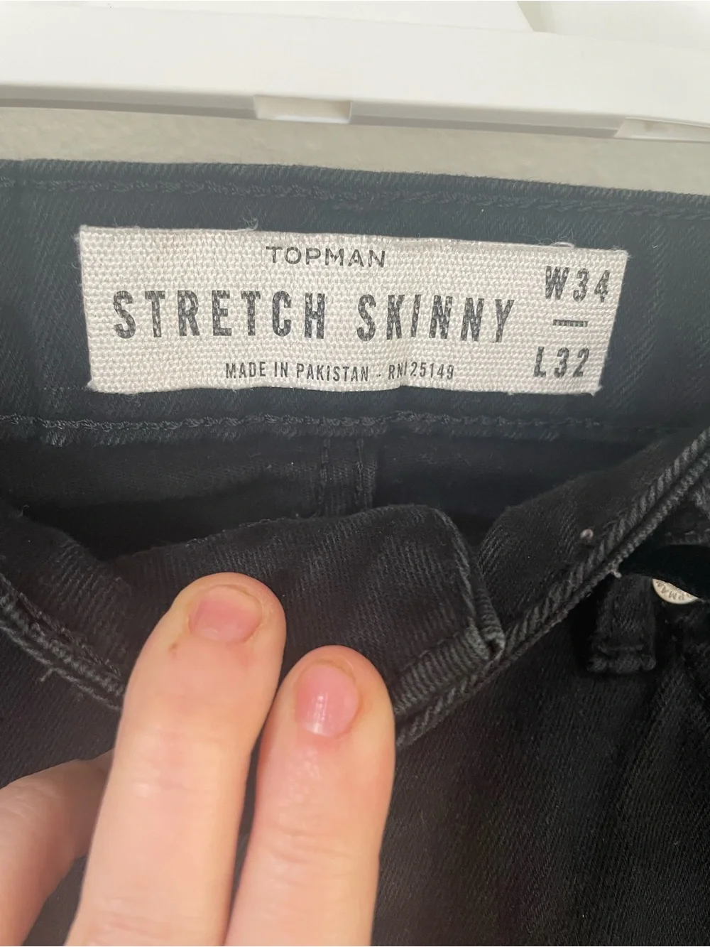 TOPMAN Black Stretch Skinny Ripped Jeans Men’s W34 L32 Distressed Denim